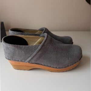 Troentorp Van Gogh clogs Gray Suede Leather Slip on size 39 Sweden closed back